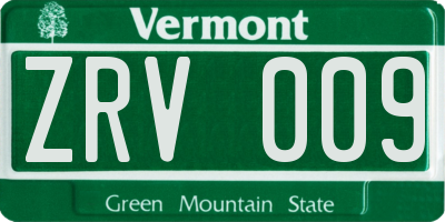 VT license plate ZRV009