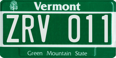 VT license plate ZRV011