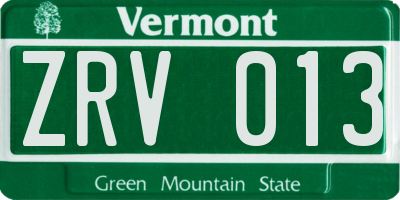 VT license plate ZRV013