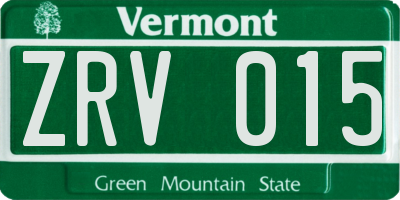 VT license plate ZRV015