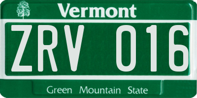 VT license plate ZRV016