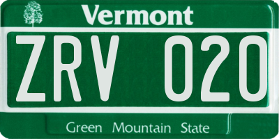VT license plate ZRV020