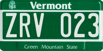 VT license plate ZRV023