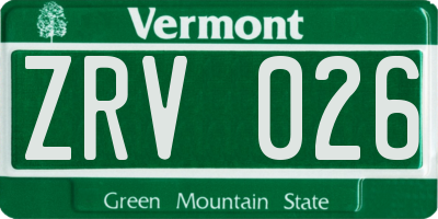 VT license plate ZRV026