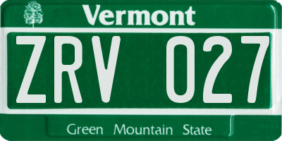 VT license plate ZRV027