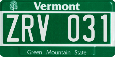 VT license plate ZRV031