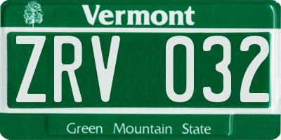 VT license plate ZRV032