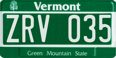 VT license plate ZRV035