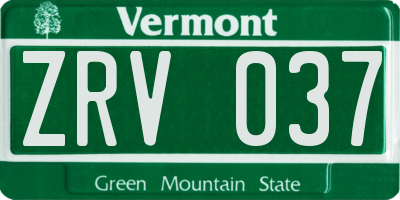 VT license plate ZRV037