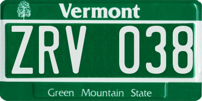 VT license plate ZRV038