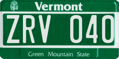 VT license plate ZRV040