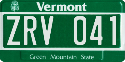 VT license plate ZRV041