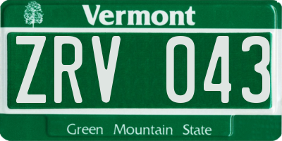 VT license plate ZRV043