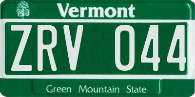 VT license plate ZRV044