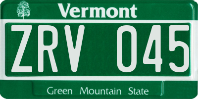 VT license plate ZRV045