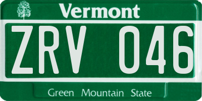 VT license plate ZRV046