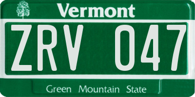 VT license plate ZRV047