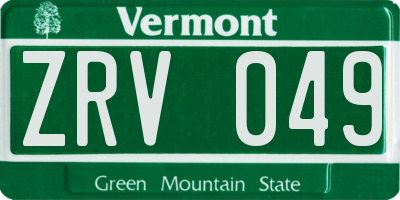 VT license plate ZRV049