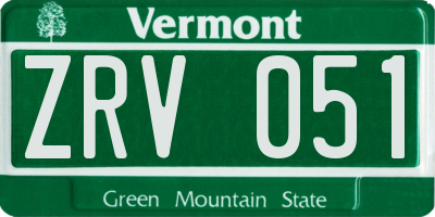 VT license plate ZRV051