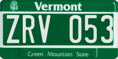 VT license plate ZRV053