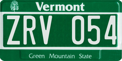 VT license plate ZRV054