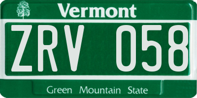 VT license plate ZRV058