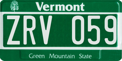 VT license plate ZRV059