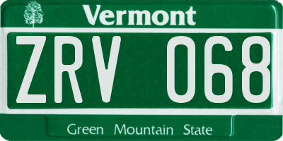 VT license plate ZRV068