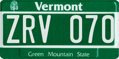 VT license plate ZRV070