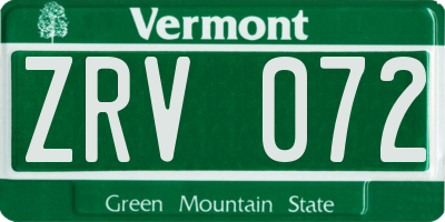 VT license plate ZRV072