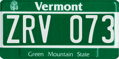 VT license plate ZRV073