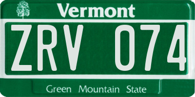 VT license plate ZRV074
