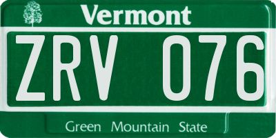 VT license plate ZRV076