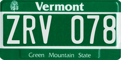 VT license plate ZRV078