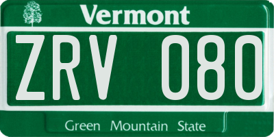 VT license plate ZRV080