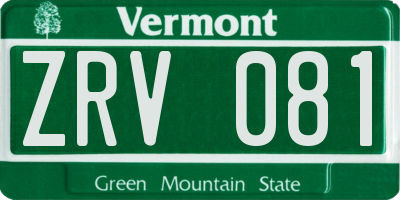 VT license plate ZRV081