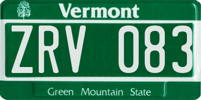 VT license plate ZRV083