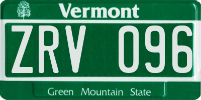 VT license plate ZRV096