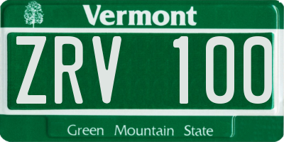 VT license plate ZRV100