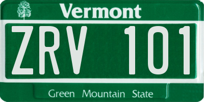 VT license plate ZRV101