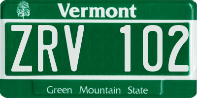 VT license plate ZRV102