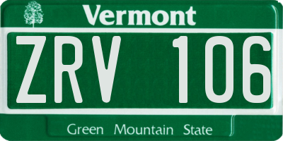 VT license plate ZRV106
