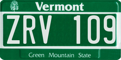 VT license plate ZRV109