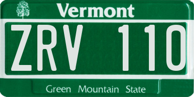 VT license plate ZRV110