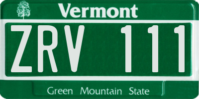 VT license plate ZRV111