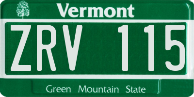 VT license plate ZRV115