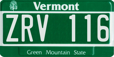 VT license plate ZRV116