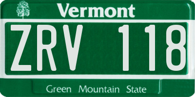 VT license plate ZRV118
