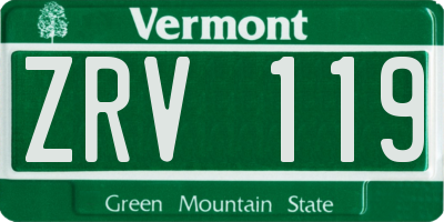 VT license plate ZRV119