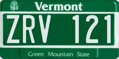 VT license plate ZRV121